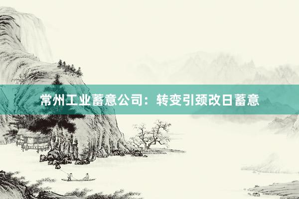 常州工业蓄意公司:转变引颈改日蓄意